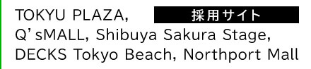 東急プラザ、キューズモール、渋谷サクラステージ、デックス東京ビーチ、ノースポート・モールショップスタッフ採用サイト（アルバイト・パート･社員の求人情報）